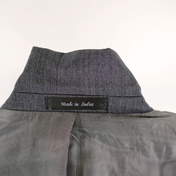 Calvin Klein Wool Gray 2 Button 2 Piece Suit 42L 36/32 High Rise Flat Front Part - Picture 14 of 16